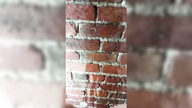 Pissing on a brick wall