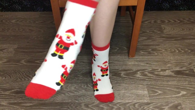 Happy new year socks girl snow foot and pov fetish